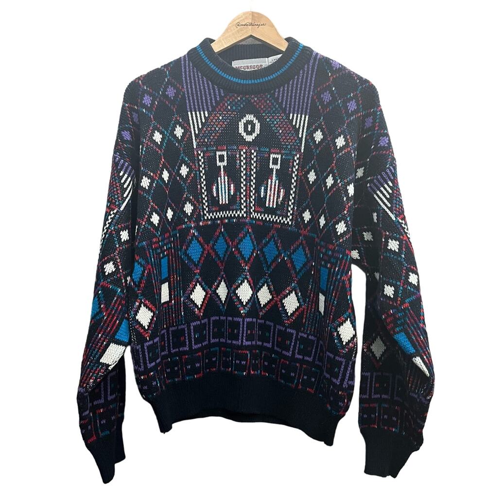 McGregor Men's Geometric‎ Vintage Sweater Size Large 100% Acrylic Crewneck